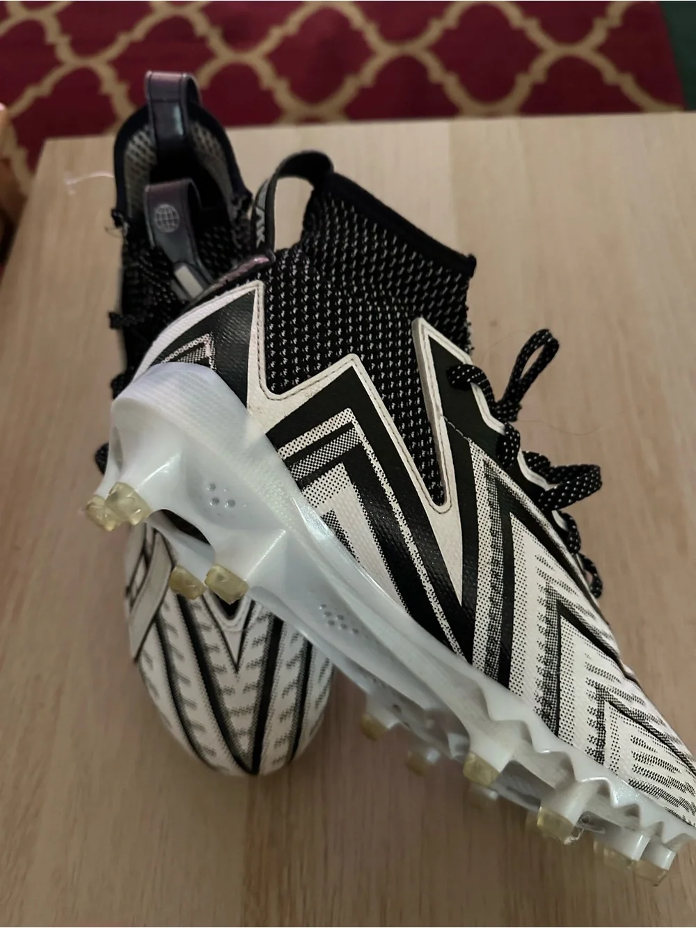 adidas Black and White Athletic Cleats with Knit Collar